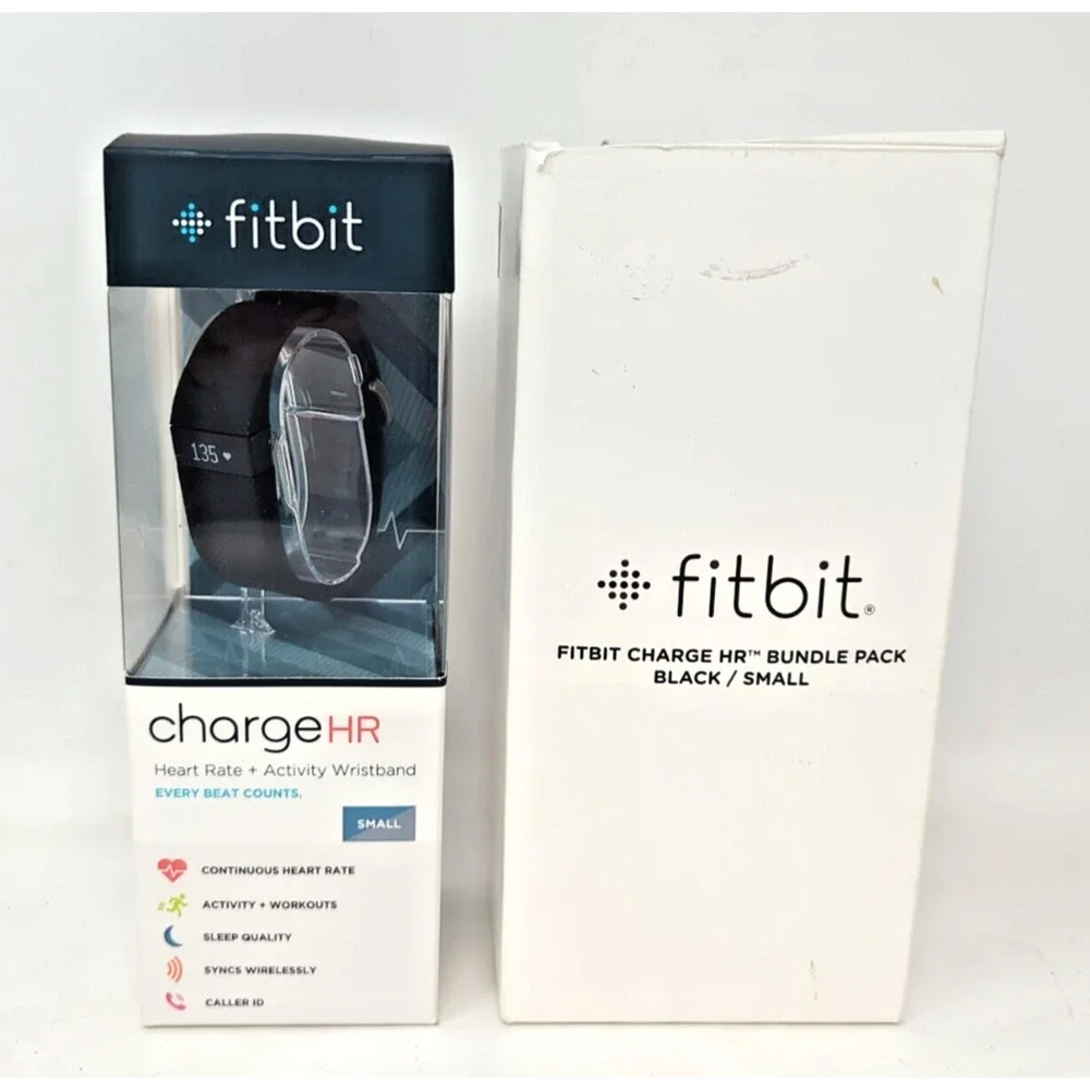 Fitbit Charge HR Bundle Pack Wireless Activity Wristband - Black Size Small New